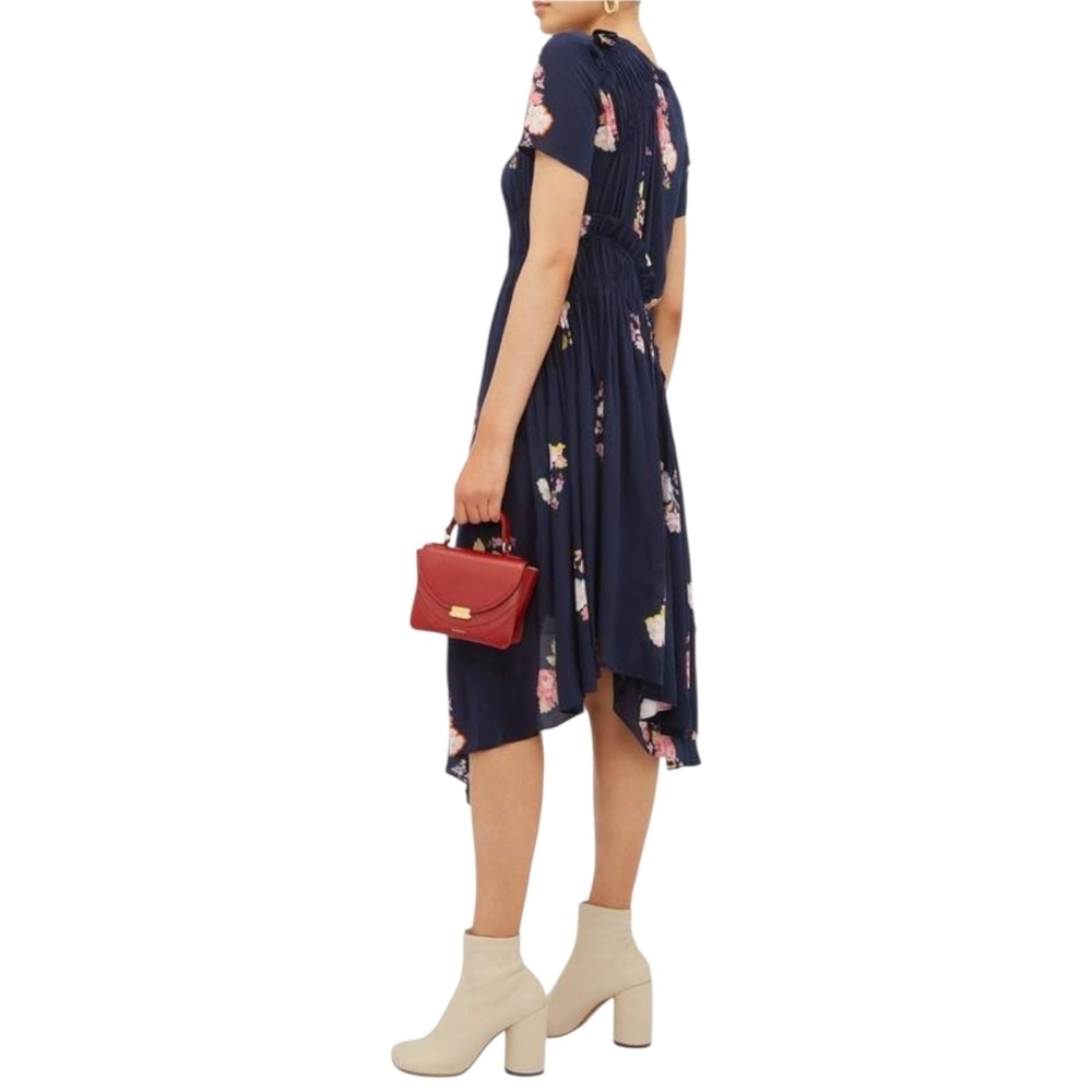 Preen Line Verna Floral Asymetrical Navy Midi Dress - Picture 3 of 13